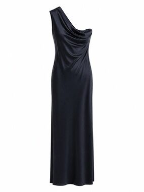 Ralph Lauren One-Shoulder Navy Evening Gown Size 12